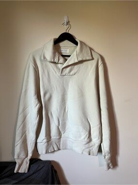 Men's Cream Shawl-Collar Yacht Pullover Crewneck Sweater